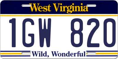 WV license plate 1GW820
