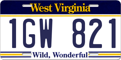 WV license plate 1GW821