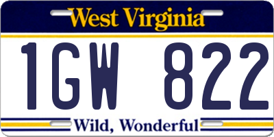 WV license plate 1GW822
