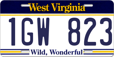 WV license plate 1GW823