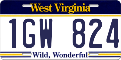 WV license plate 1GW824