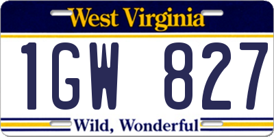 WV license plate 1GW827