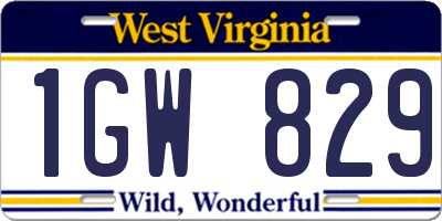 WV license plate 1GW829