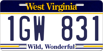 WV license plate 1GW831