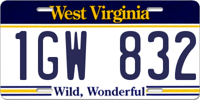 WV license plate 1GW832