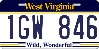 WV license plate 1GW846
