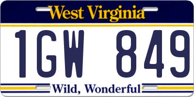 WV license plate 1GW849