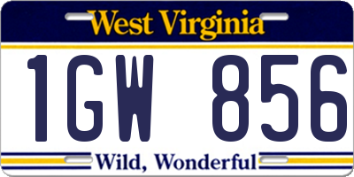 WV license plate 1GW856