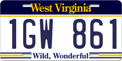 WV license plate 1GW861
