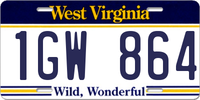 WV license plate 1GW864