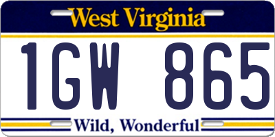 WV license plate 1GW865