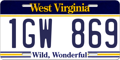WV license plate 1GW869