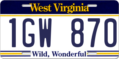 WV license plate 1GW870
