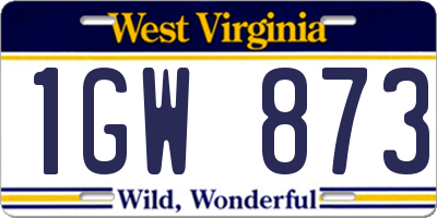 WV license plate 1GW873
