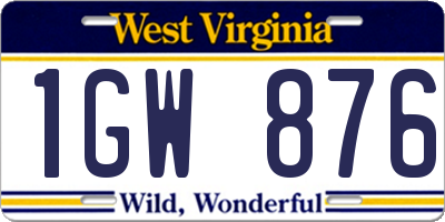 WV license plate 1GW876