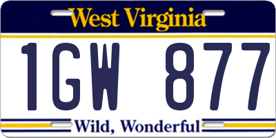 WV license plate 1GW877