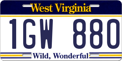 WV license plate 1GW880