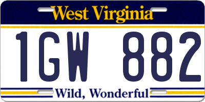 WV license plate 1GW882