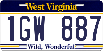 WV license plate 1GW887