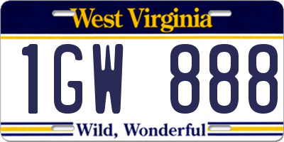 WV license plate 1GW888