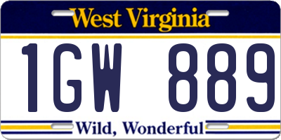 WV license plate 1GW889