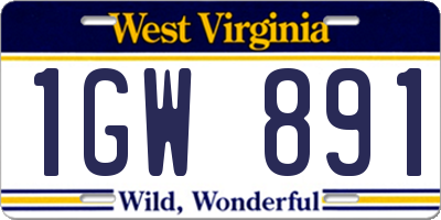 WV license plate 1GW891