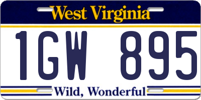 WV license plate 1GW895