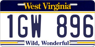 WV license plate 1GW896