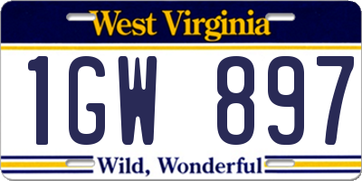 WV license plate 1GW897