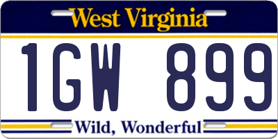 WV license plate 1GW899