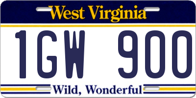 WV license plate 1GW900