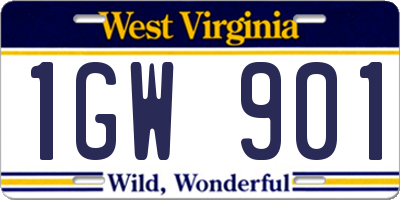 WV license plate 1GW901