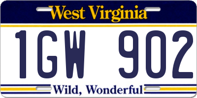 WV license plate 1GW902