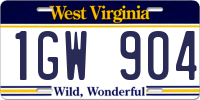 WV license plate 1GW904