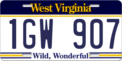 WV license plate 1GW907