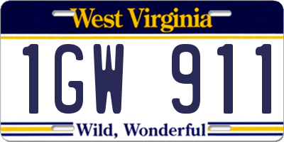 WV license plate 1GW911