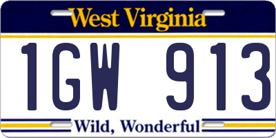 WV license plate 1GW913