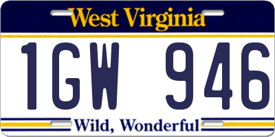 WV license plate 1GW946