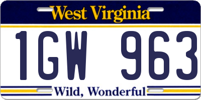 WV license plate 1GW963