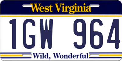 WV license plate 1GW964