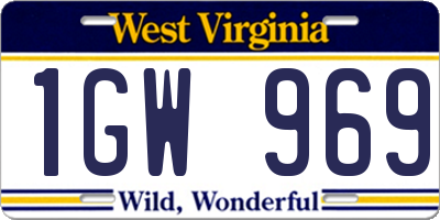 WV license plate 1GW969