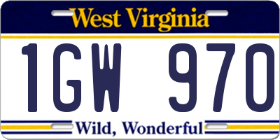 WV license plate 1GW970