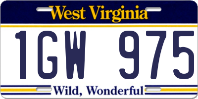 WV license plate 1GW975