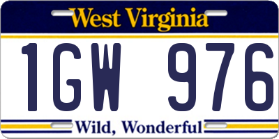 WV license plate 1GW976