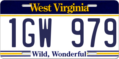 WV license plate 1GW979