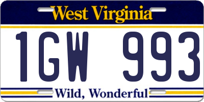 WV license plate 1GW993