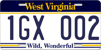 WV license plate 1GX002