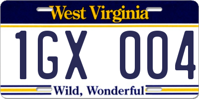 WV license plate 1GX004