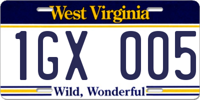 WV license plate 1GX005