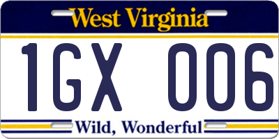 WV license plate 1GX006